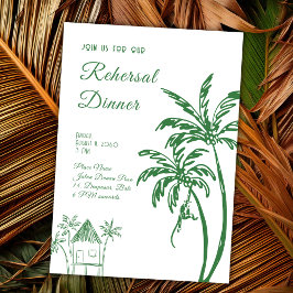 Tropical Coastal Retro Beach Rehersal Dinner 招待状