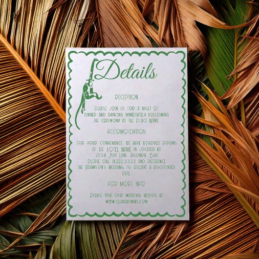 Tropical Coastal Retro Destination Wedding Details エンクロージャーカード
