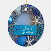 Tropical Coastal Seashell Holiday Christmas セラミックオーナメント (左)