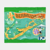 Tropical Colorful Bermuda  フリースブランケット (正面(横))