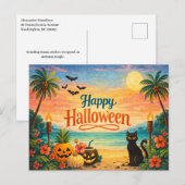 Tropical Colorful Whimsical Halloween シーズンポストカード (正面/裏面)