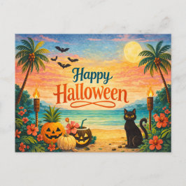Tropical Colorful Whimsical Halloween シーズンポストカード