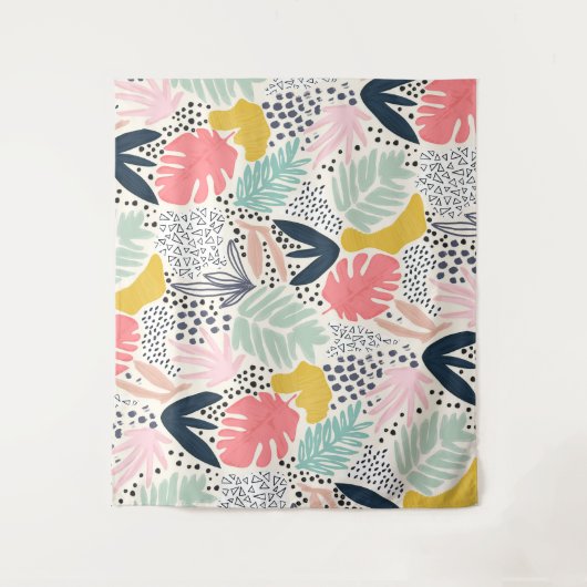 Tropical Colourful Collage Pattern タペストリー (正面)