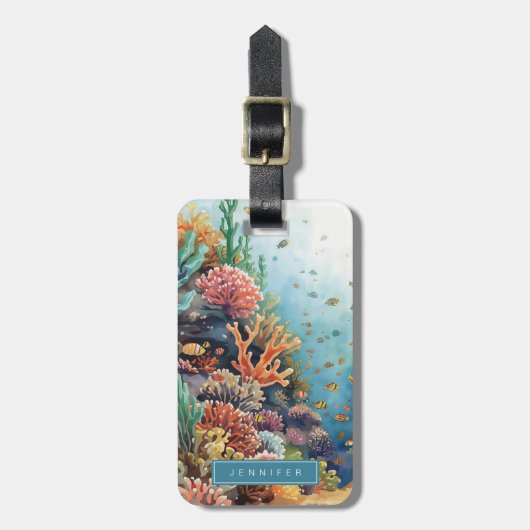 Tropical Coral Luggage Tag ラゲッジタグ (正面縦)