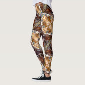Tropical Coral Ocean Pattern Brown Leggings レギンス (左)