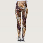 Tropical Coral Ocean Pattern Brown Leggings レギンス (正面)