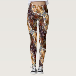 Tropical Coral Ocean Pattern Brown Leggings レギンス