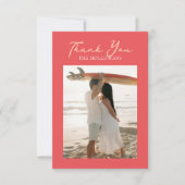 Tropical Coral Pink Flat Thank You Card サンキューカード (正面)