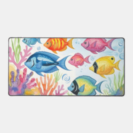 Tropical Coral Reef Watercolor Vibrant Ocean Scene デスクマット