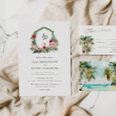Tropical Crest Hibiscus Hawaii Destination Wedding 招待状