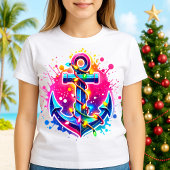 Tropical Cruise Christmas Anchor with Lights Tシャツ