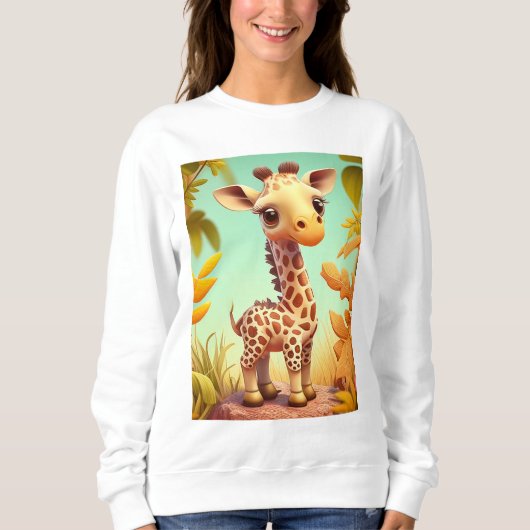 Tropical Cute Baby Giraffe Cartoon-37560 スウェットシャツ (正面)