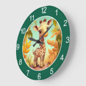 Tropical Cute Baby Giraffe Cartoon-37560 ラージ壁時計 (傾斜)