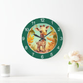 Tropical Cute Baby Giraffe Cartoon-37560 ラージ壁時計 (ホーム)