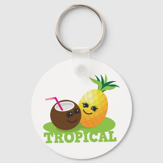 TROPICAL cute Kawaii Coconut and pineapple キーホルダー (正面)