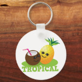 TROPICAL cute Kawaii Coconut and pineapple キーホルダー (正面)