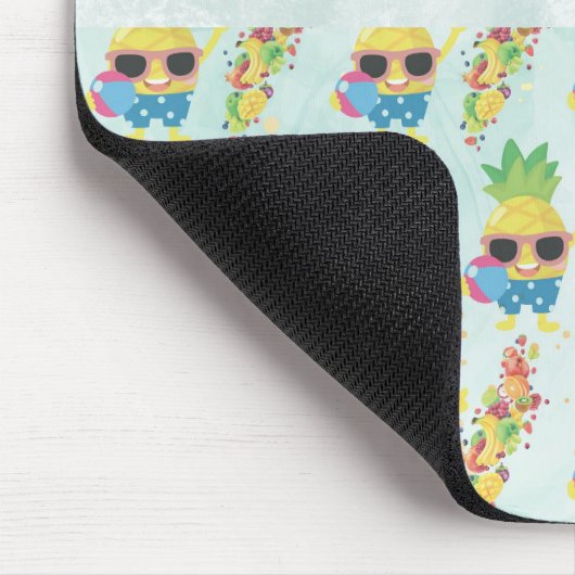 Tropical Cute Pineapple Pattern + Custom Text マウスパッド (コーナー)