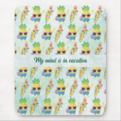 Tropical Cute Pineapple Pattern + Custom Text マウスパッド (正面)