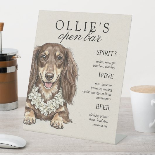 Tropical Dachshund Wedding Bar Menu 台座サイン (インサイチュ)