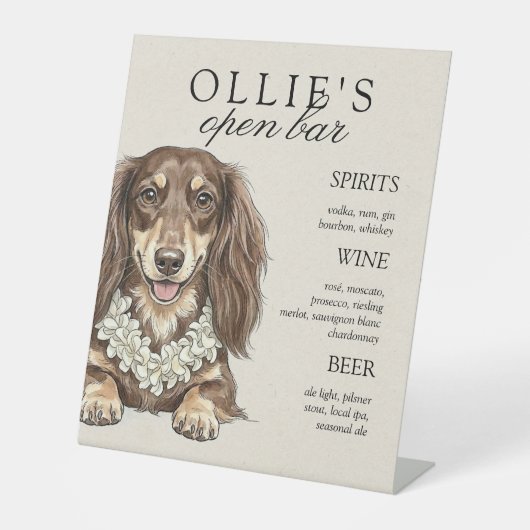Tropical Dachshund Wedding Bar Menu 台座サイン (正面)
