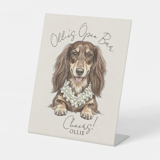 Tropical Dachshund Wedding Drinks On Me 台座サイン (正面)
