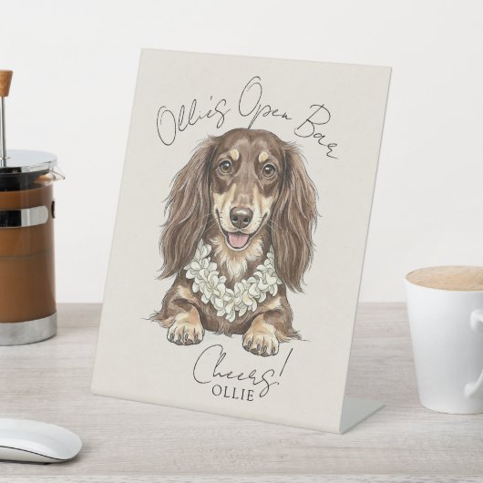 Tropical Dachshund Wedding Drinks On Me 台座サイン (インサイチュ)