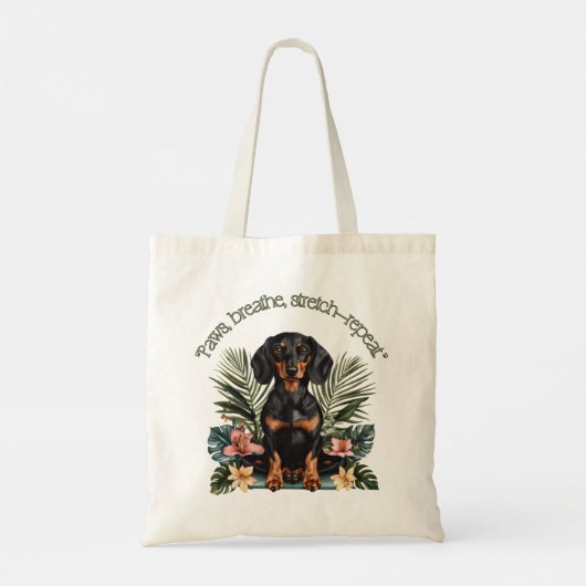 Tropical Dachshund Zen トートバッグ (裏面)