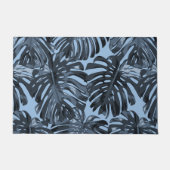 Tropical Dark Blue Monstera Jungle Leaves  ドアマット (正面)