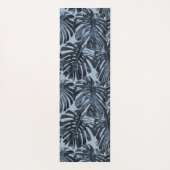 Tropical Dark Blue Monstera Jungle Leaves ヨガマット (裏面)