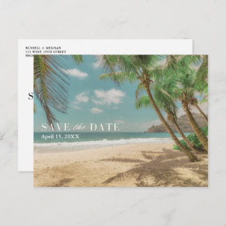 Tropical Destination Beach Wedding Save the Date 案内ポストカード