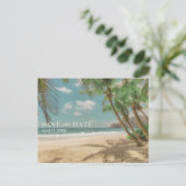 Tropical Destination Beach Wedding Save the Date 案内ポストカード (スタンド正面)
