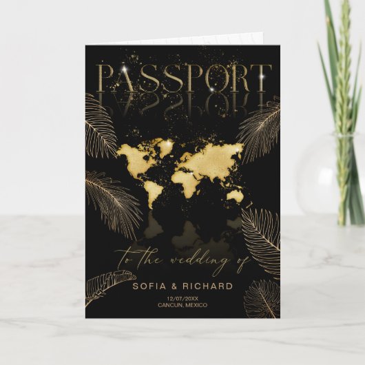 Tropical Destination Wedding  Passport QR Code 招待状 (正面)