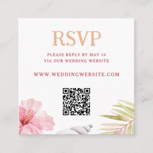 Tropical Destination Wedding QR Code  エンクロージャーカード (正面)