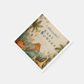 Tropical Dino Adventure Baby Shower スタンダードカクテルナプキン (角)