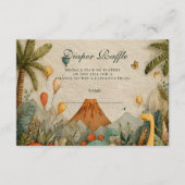 Tropical Dino Adventure Baby Shower Diapper Raffle エンクロージャーカード (正面)