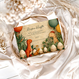 Tropical Dinosaur Theme Baby Shower Diapper Raffle エンクロージャーカード
