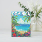 Tropical Dominica Beach Palm Tree Travel ポストカード (スタンド正面)