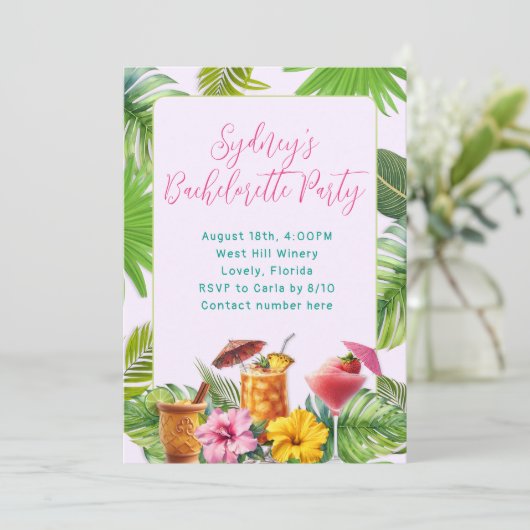 Tropical Drinks Bachelorette Party 招待状 (スタンド正面)