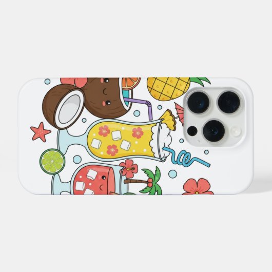 Tropical Drinks – Cute Summer Cocktail Phone Case iPhoneケース (裏面横)