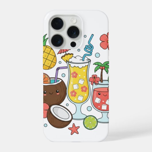 Tropical Drinks – Cute Summer Cocktail Phone Case iPhoneケース (裏面)