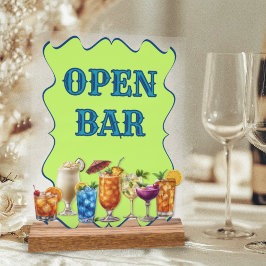 Tropical Drinks Open Bar Opaque Acrylic Sign アクリルサイン