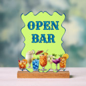 Tropical Drinks Open Bar Opaque Acrylic Sign アクリルサイン (ニュートラル)