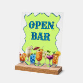 Tropical Drinks Open Bar Opaque Acrylic Sign アクリルサイン (傾斜)