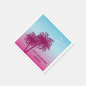 Tropical Dusk With Pink Palm Trees Happy Birthday スタンダードカクテルナプキン (角)