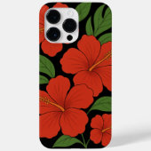 Tropical Elegance Red Hibiscus on Black Case-Mate iPhoneケース (裏面)