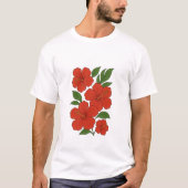Tropical Elegance Red Hibiscus on Black Tシャツ (正面)