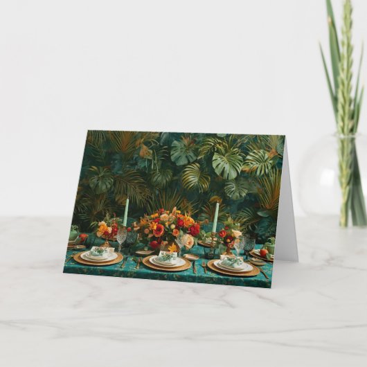 🌿 Tropical Elegance Thanksgiving Greeting Card 🌺 シーズンカード (正面)