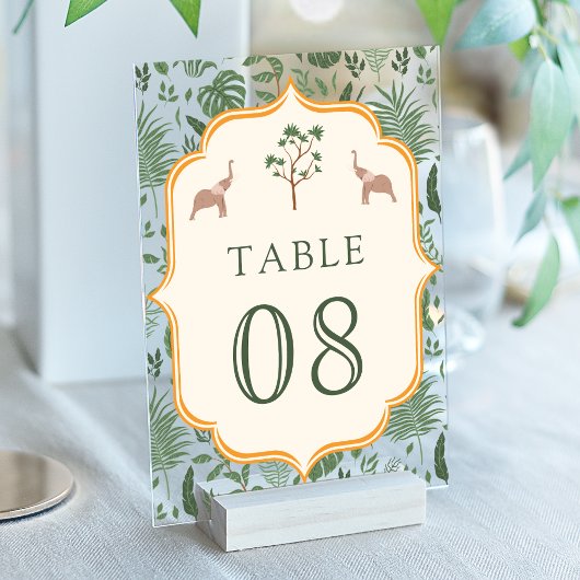 Tropical Elephant Wedding Acrylic Table Number アクリル招待状