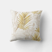 Tropical exotic floral line golden palm leaves and クッション (裏面)