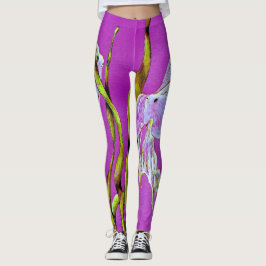 Tropical Fantail Fish Watercolor Hot Pink Leggings レギンス